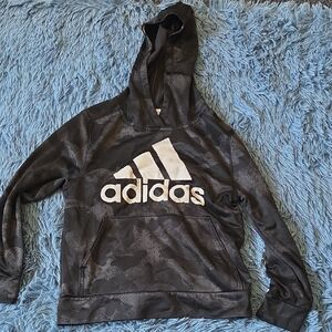 Adidas Camouflage Black Hoodie with White Logo
